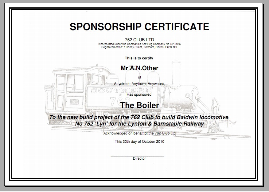 762 LYN - Sponsorship Certificate 1